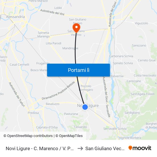 Novi Ligure - C. Marenco / V. Peloso to San Giuliano Vecchio map