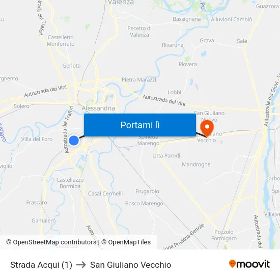 Strada Acqui (1) to San Giuliano Vecchio map