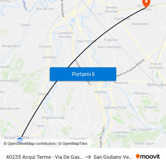 40235 Acqui Terme - Via De Gasperi / Iis to San Giuliano Vecchio map