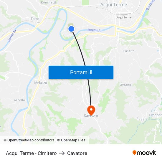 Acqui Terme - Cimitero to Cavatore map