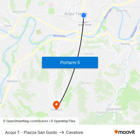 Acqui T. - Piazza San Guido to Cavatore map