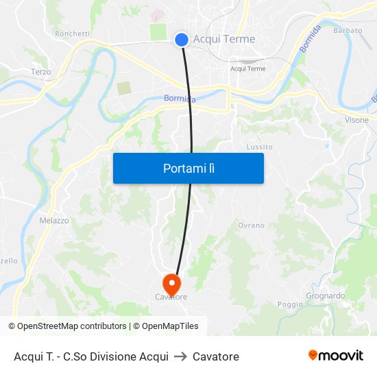 Acqui T. - C.So Divisione Acqui to Cavatore map