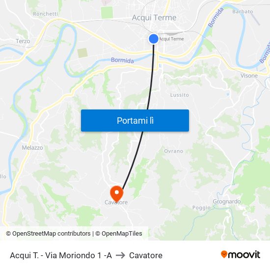 Acqui T. - Via Moriondo 1 -A to Cavatore map