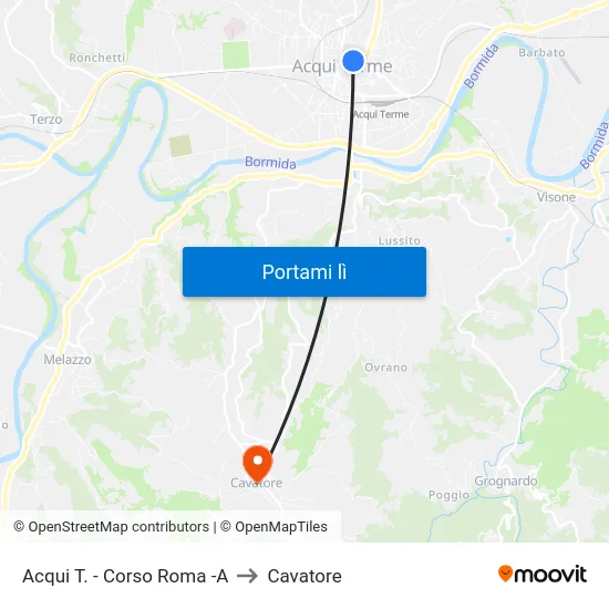 Acqui T. - Corso Roma -A to Cavatore map