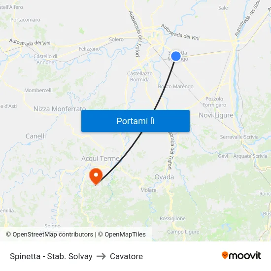 Spinetta - Stab. Solvay to Cavatore map
