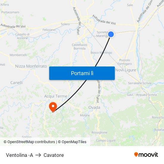 Ventolina -A to Cavatore map