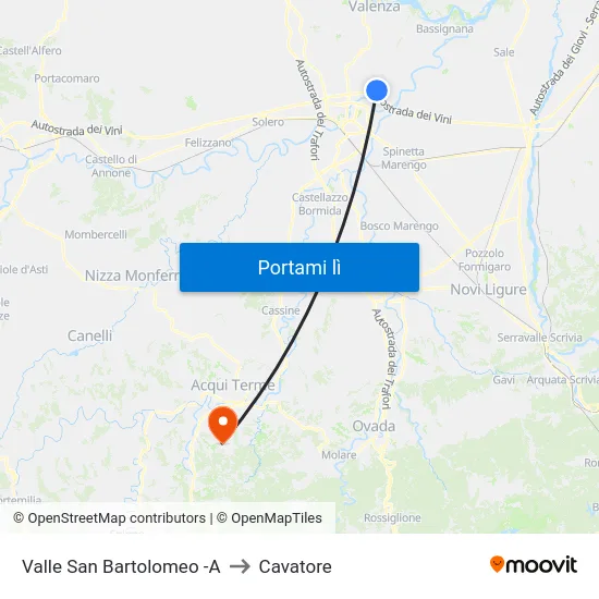 Valle San Bartolomeo -A to Cavatore map