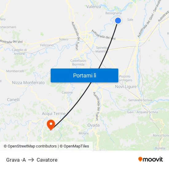 Grava -A to Cavatore map