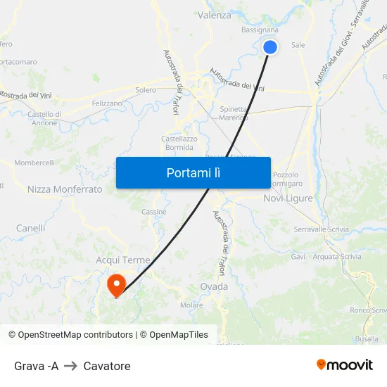 Grava -A to Cavatore map