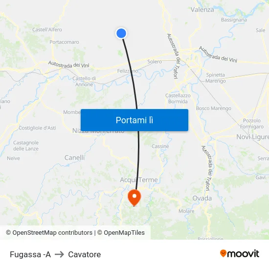 Fugassa -A to Cavatore map