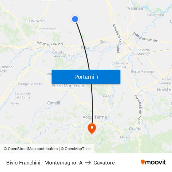 Bivio Franchini - Montemagno -A to Cavatore map