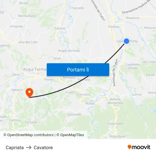 Capriata to Cavatore map