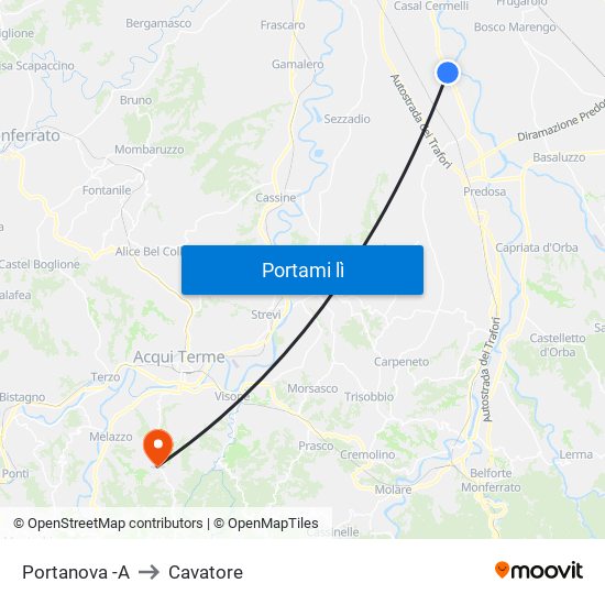 Portanova -A to Cavatore map