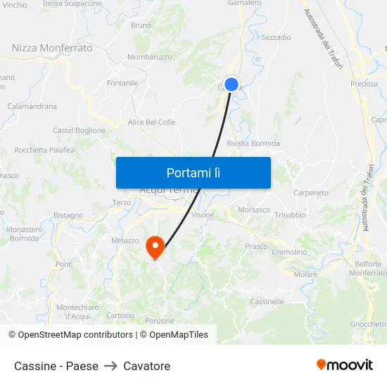Cassine - Paese to Cavatore map