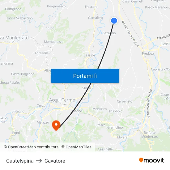 Castelspina to Cavatore map