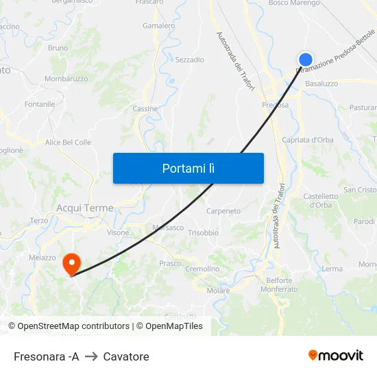 Fresonara -A to Cavatore map