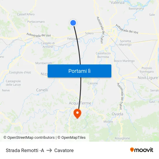 Strada Remotti -A to Cavatore map