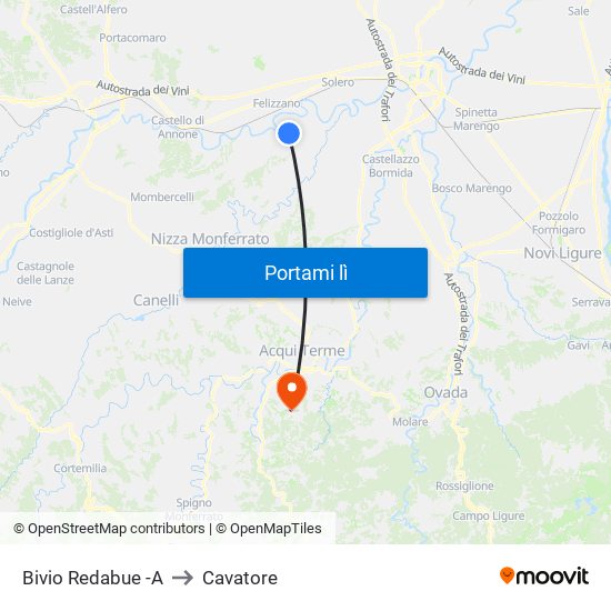 Bivio Redabue -A to Cavatore map