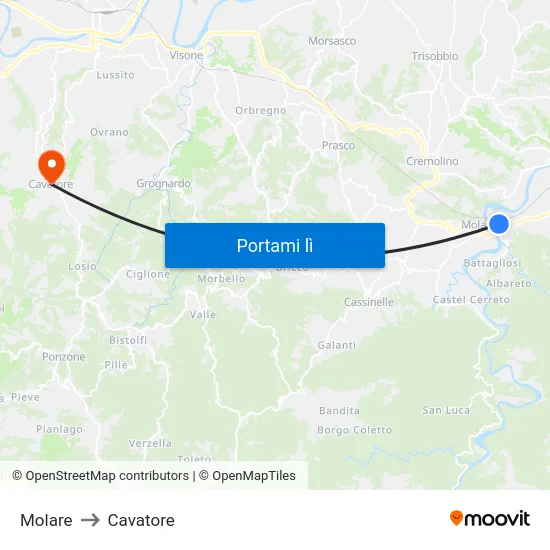 Molare to Cavatore map