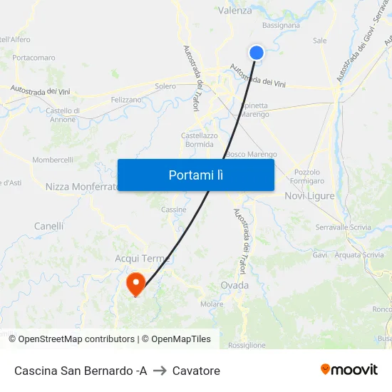 Cascina San Bernardo -A to Cavatore map