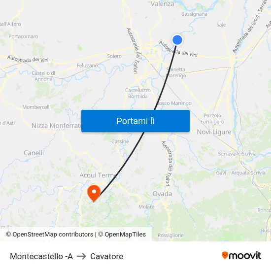 Montecastello -A to Cavatore map