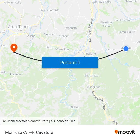 Mornese -A to Cavatore map