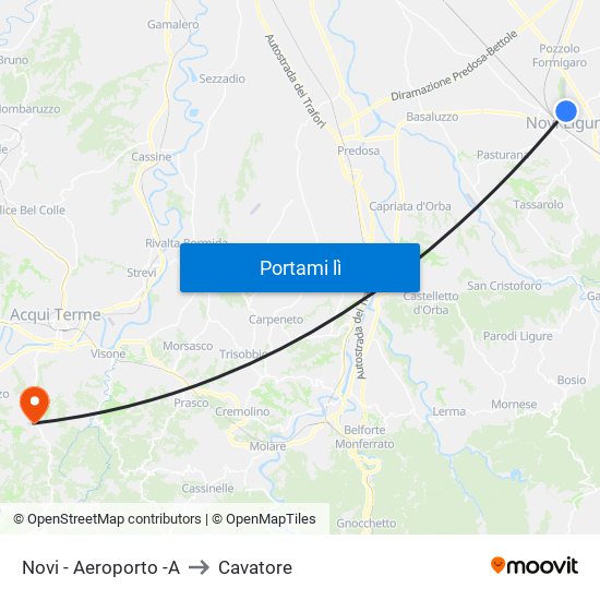 Novi - Aeroporto -A to Cavatore map