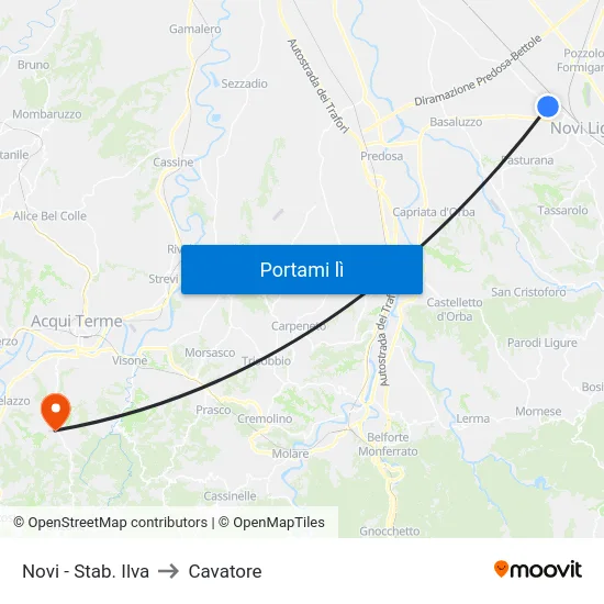 Novi - Stab. Ilva to Cavatore map