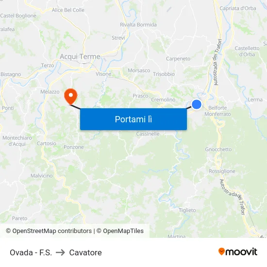 Ovada - F.S. to Cavatore map