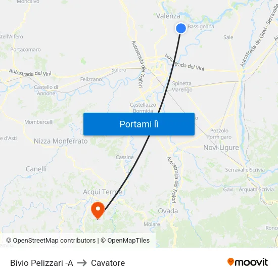 Bivio Pelizzari -A to Cavatore map