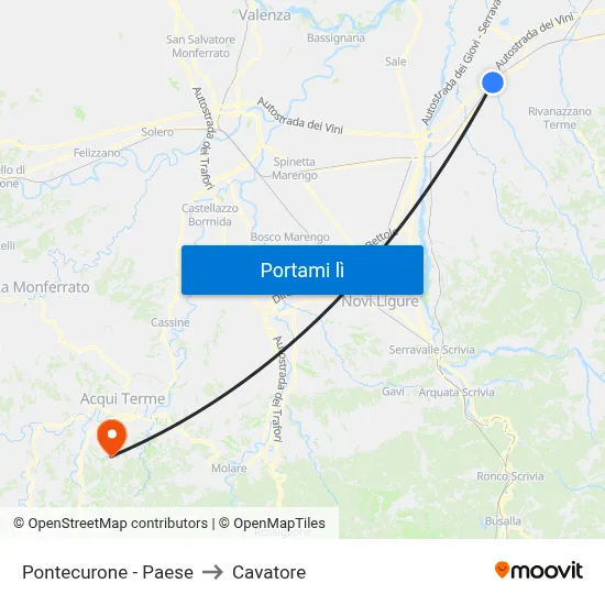 Pontecurone - Paese to Cavatore map