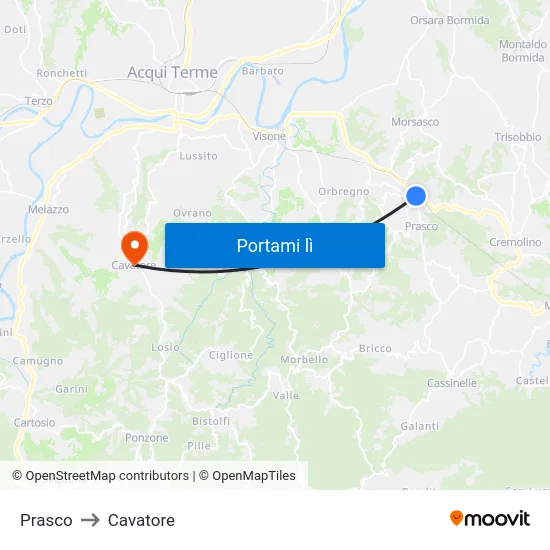 Prasco to Cavatore map