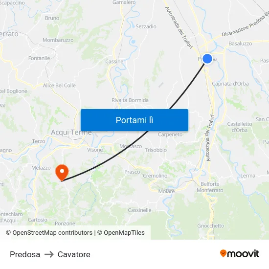 Predosa to Cavatore map