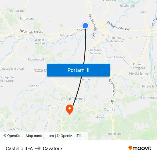 Castello II -A to Cavatore map