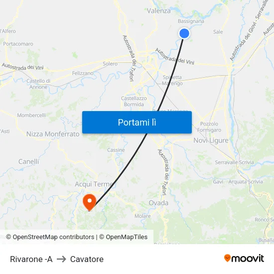 Rivarone -A to Cavatore map