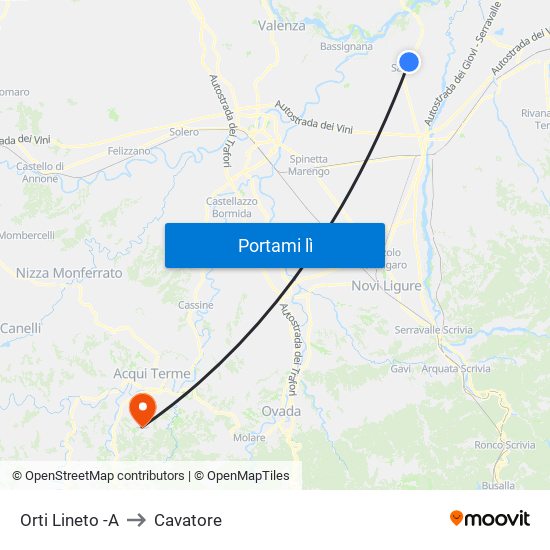 Orti Lineto -A to Cavatore map