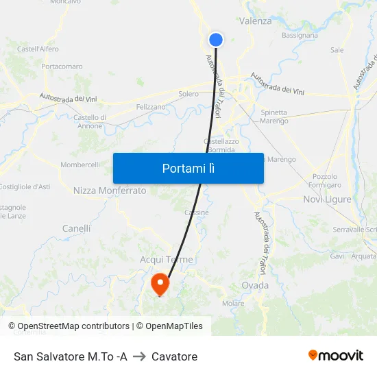 San Salvatore M.To -A to Cavatore map