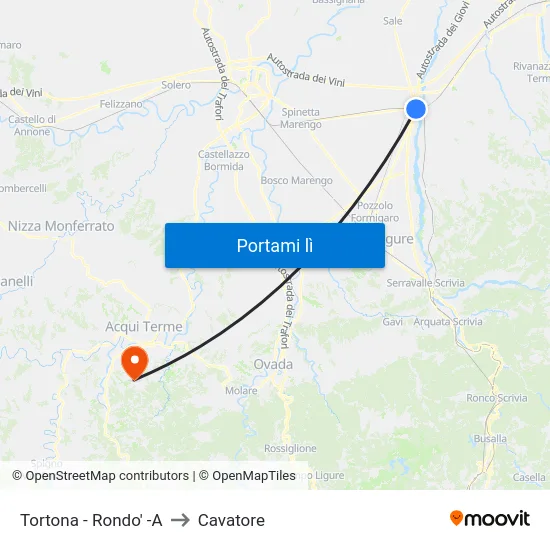 Tortona - Rondo' -A to Cavatore map