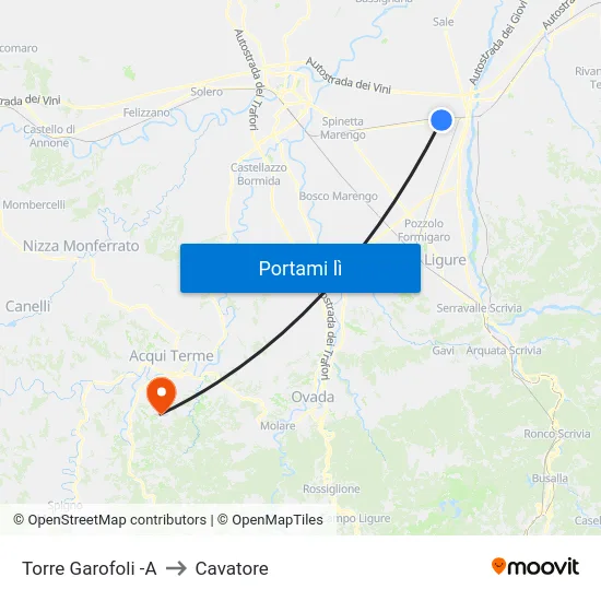 Torre Garofoli -A to Cavatore map