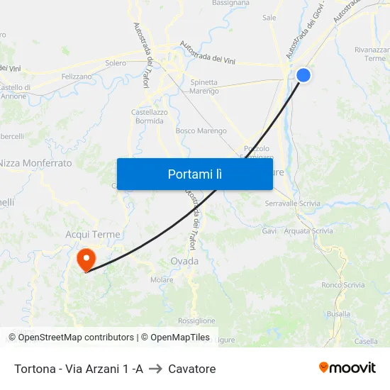 Tortona - Via Arzani 1 -A to Cavatore map