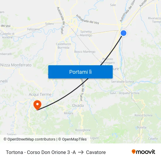 Tortona - Corso Don Orione 3 -A to Cavatore map