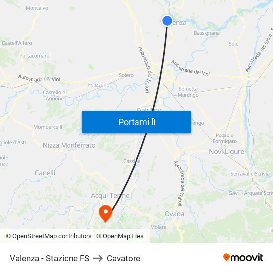 Valenza - Stazione FS to Cavatore map