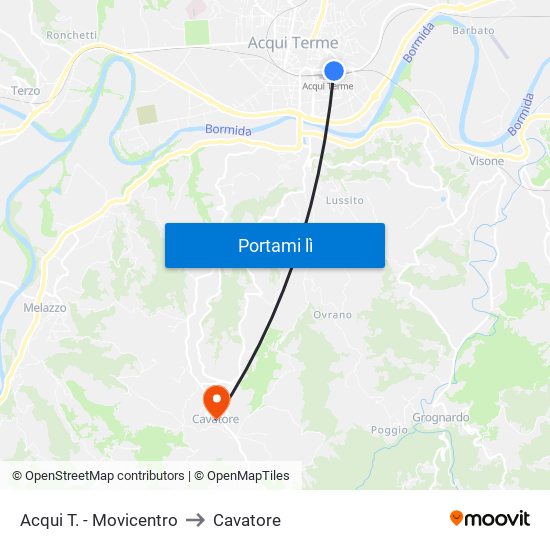 Acqui T. - Movicentro to Cavatore map