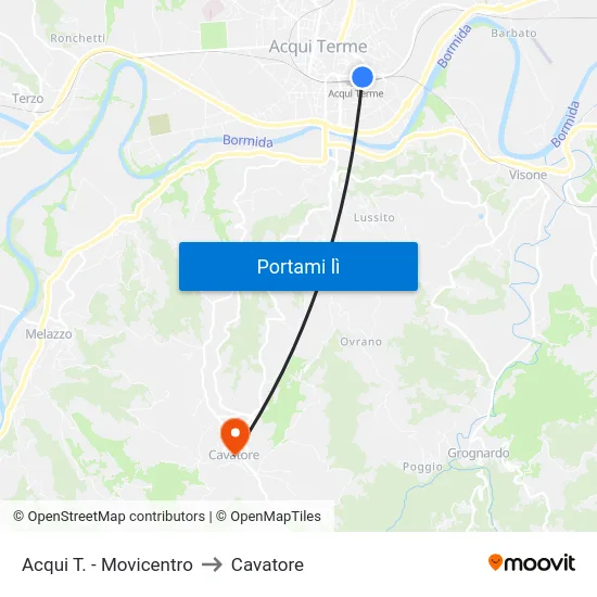 Acqui T. - Movicentro to Cavatore map