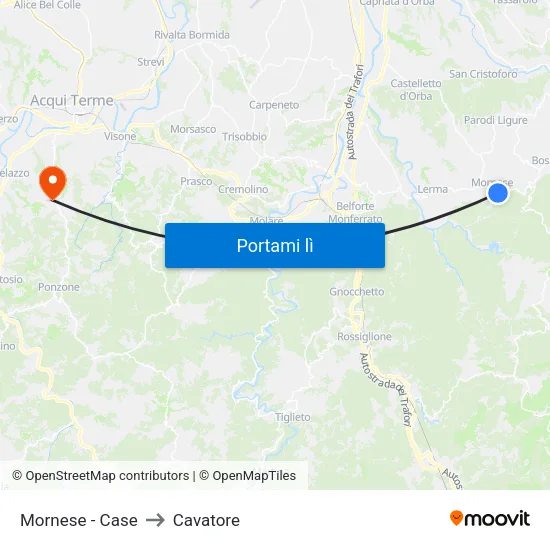 Mornese - Case to Cavatore map