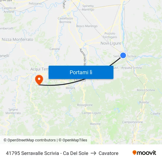 41795 Serravalle Scrivia - Ca Del Sole to Cavatore map