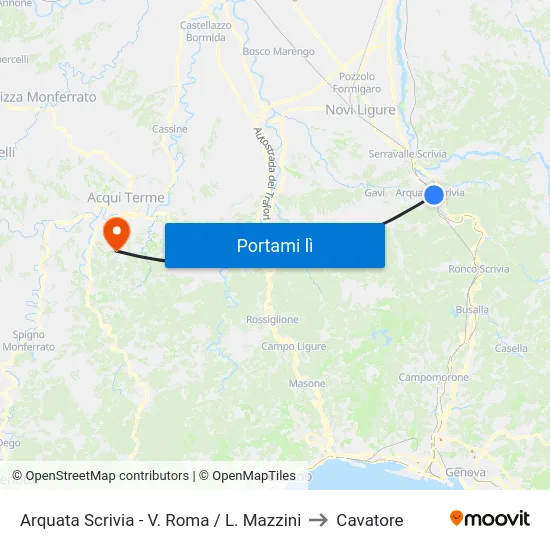 Arquata Scrivia - V. Roma / L. Mazzini to Cavatore map
