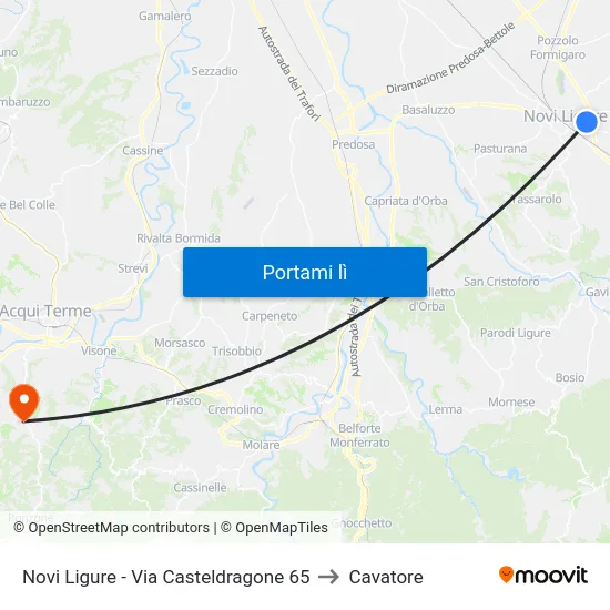 Novi Ligure - Via Casteldragone 65 to Cavatore map