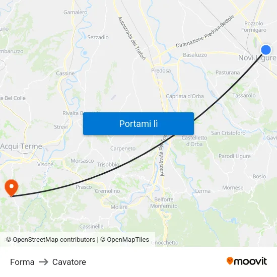 Forma to Cavatore map