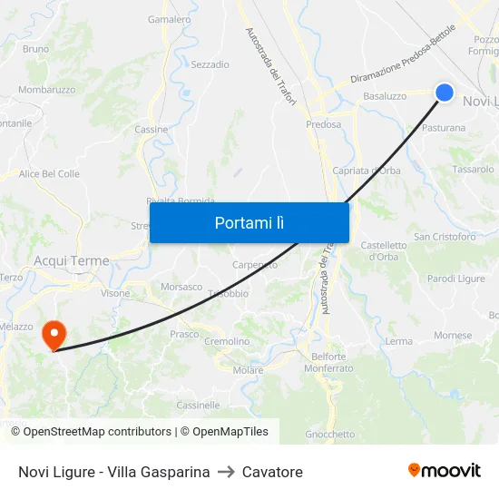 Novi Ligure - Villa Gasparina to Cavatore map